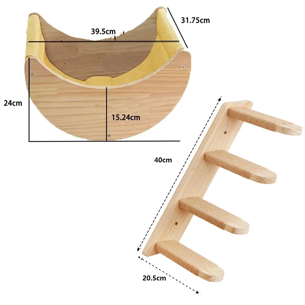 Väggmonterat klättersystem för lek, vila och klös