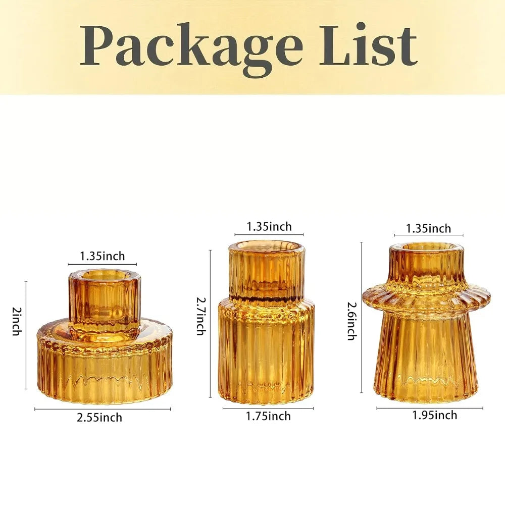 Ljusstakar i glas 3-pack