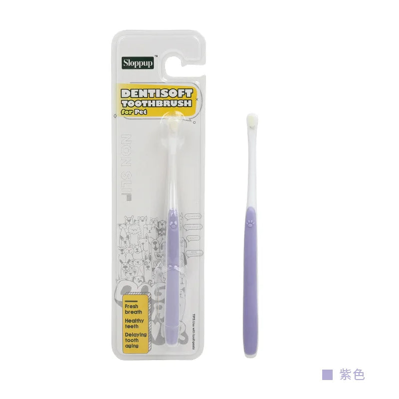 Mjuk tandborste för hund/katt med bekvämt grepp