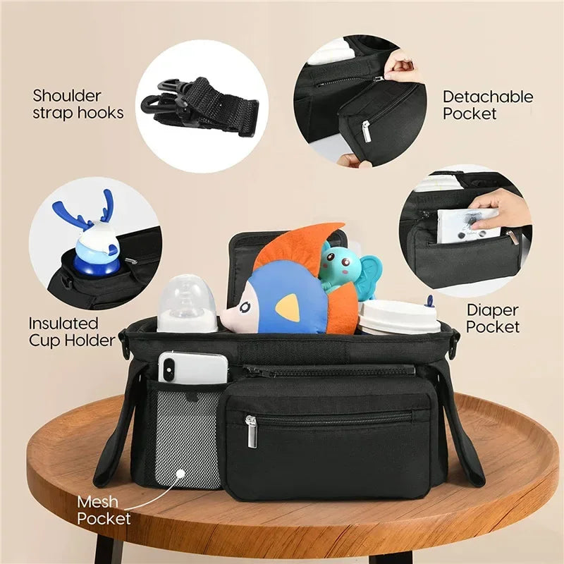 Large capacity stroller storage bag