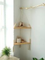 Handmade macramé wall shelf