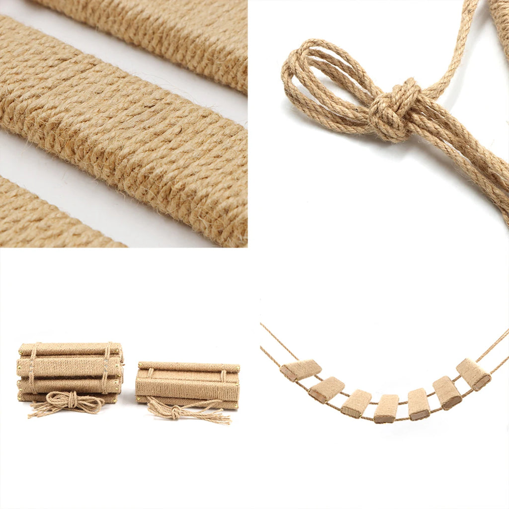 Klätterbro i trä och sisal för lek och aktivering