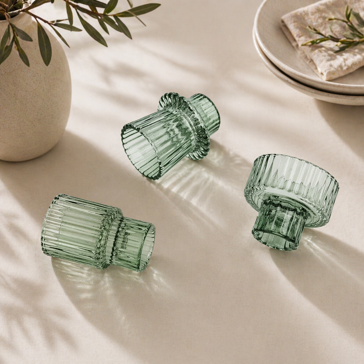 Ljusstakar i glas 3-pack