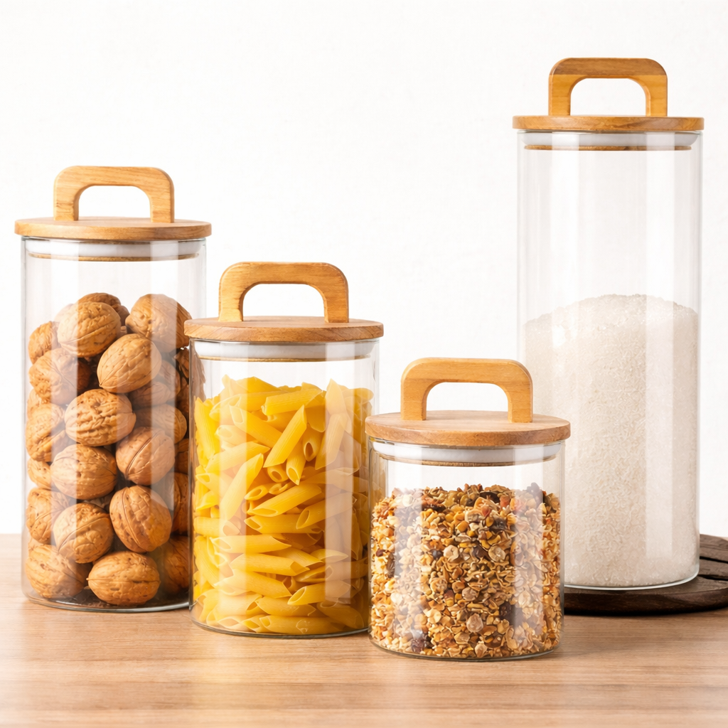 Glasburk med bambulock